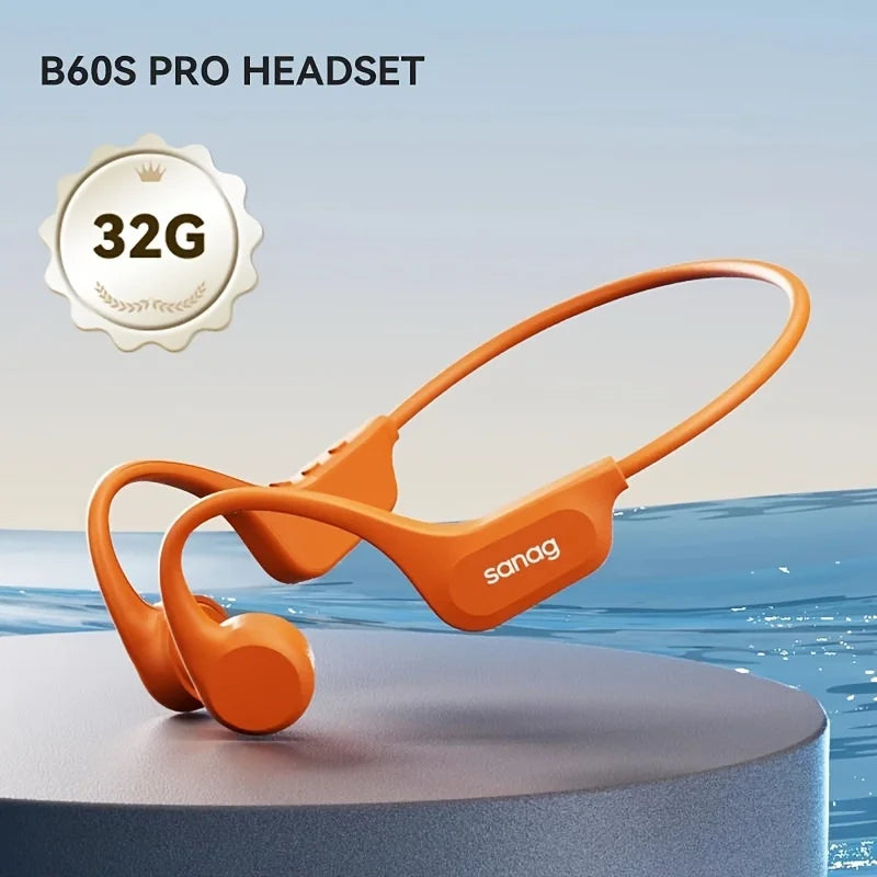Słuchawki pływackie sanag b60s z przewodnictwem kostnym ipx8 bluetooth mp3
