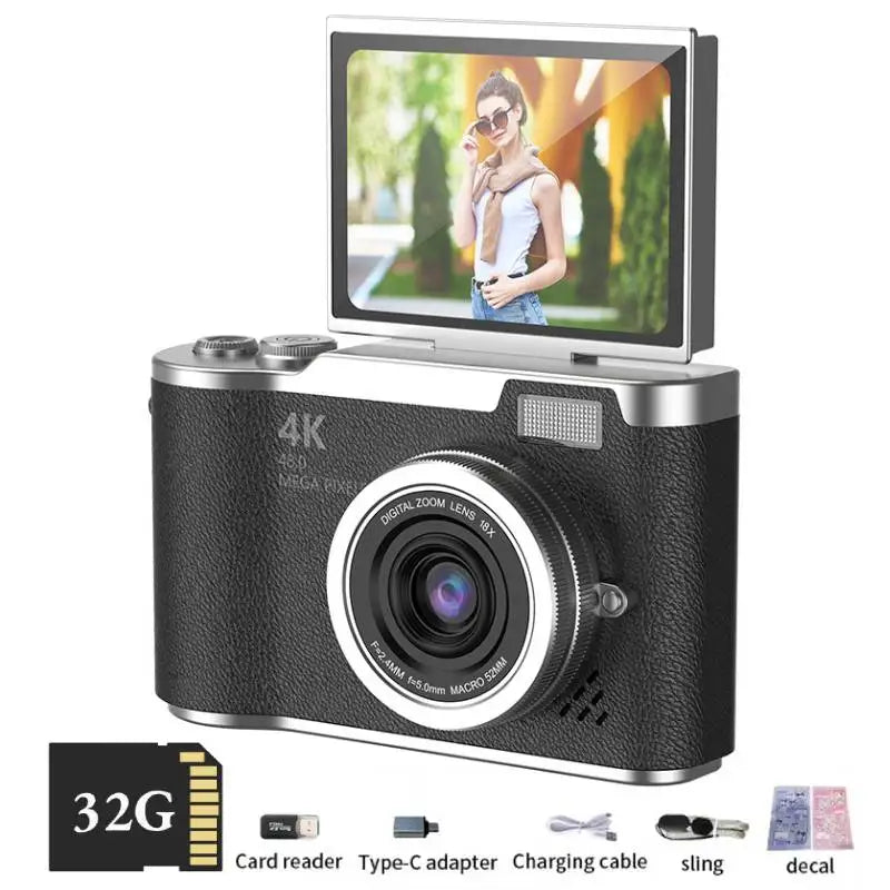 Aparat cyfrowy 4k 48mp | obrotowy ekran i stabilizacja obrazu