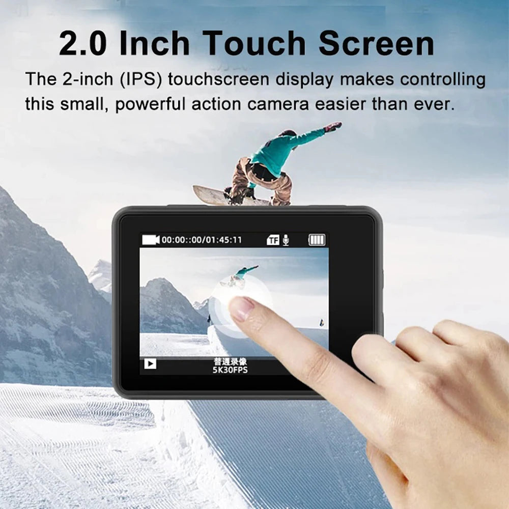 Kamera sportowa sony imx576 5k 4k60fps wodoodporna 48mp z wi-fi