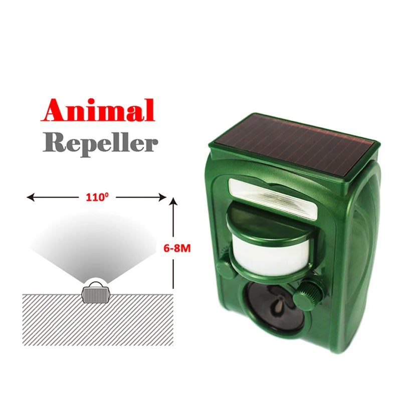 Solar Ultrasonic Animal Repeller Outdoor Pest Control with PIR Sensor