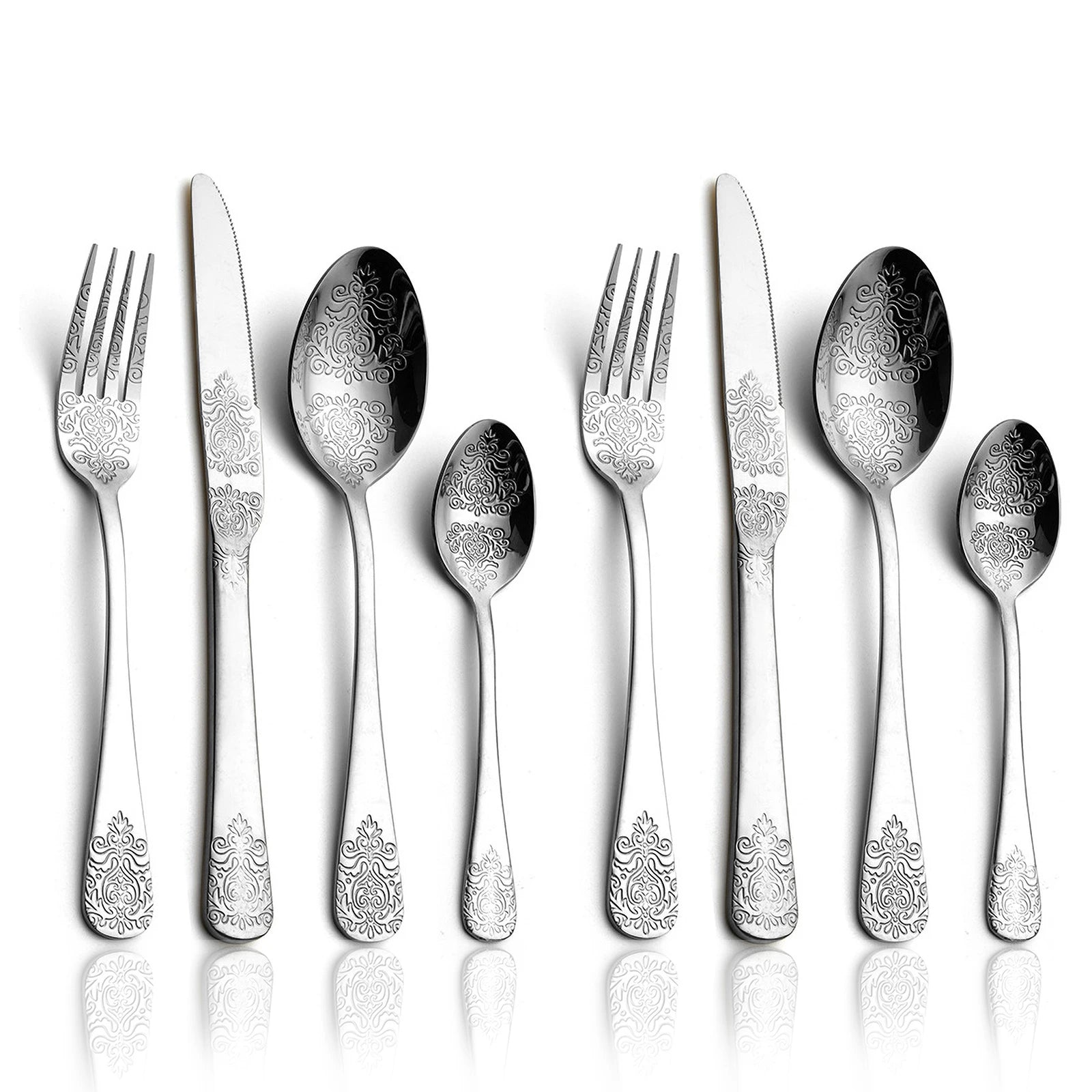 Luxury Gold Silverware Set | Vintage Carved Stainless Steel Cutlery 16/24Pcs