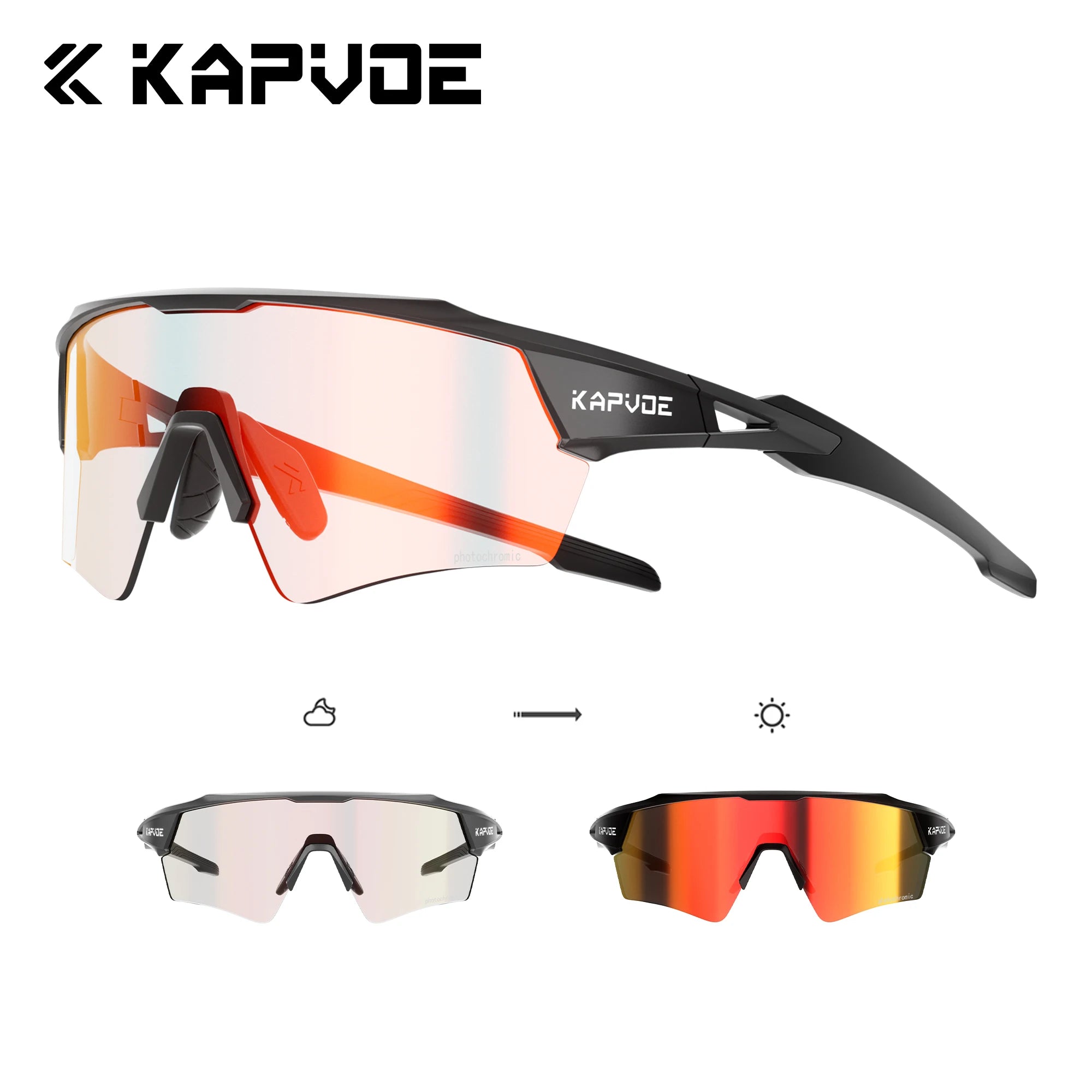 Okulary rowerowe kapvoe fotochromowe mtb uv400 do biegów i sportów na świeżym powietrzu