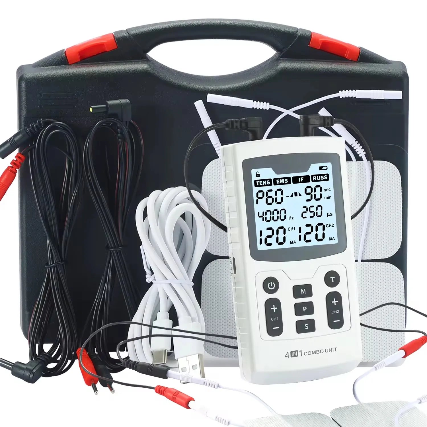 4 w 1 stymulator mięśni 4000hz | terapia ems tens ifc russ | 60 trybów uśmierzania bólu