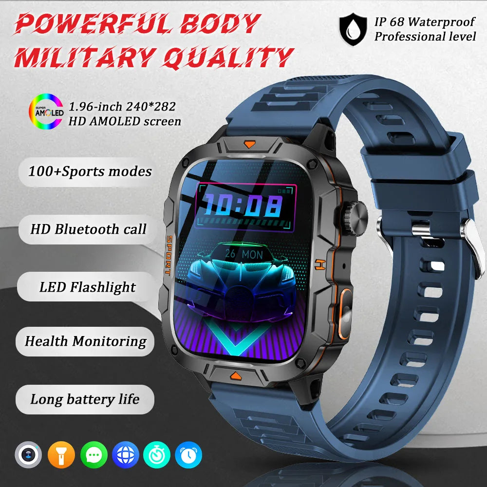 Wojskowy smartwatch dla mężczyzn | wyświetlacz amoled | taktyczny zegarek 5atm