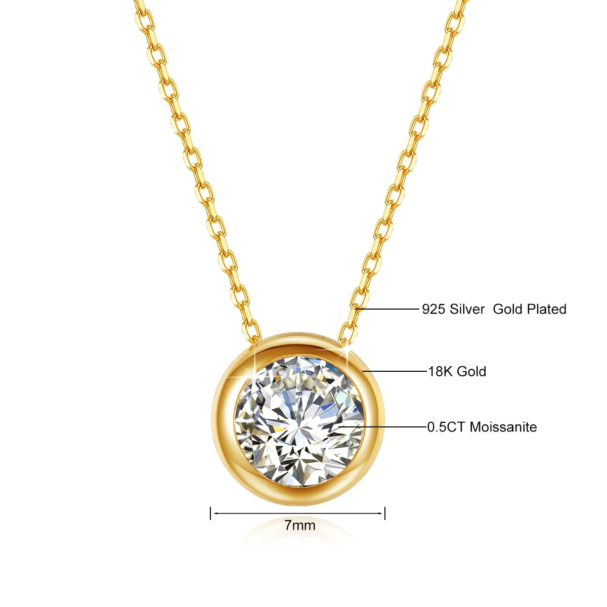 18k Gold Pink Moissanite & Diamond Pendant Necklace