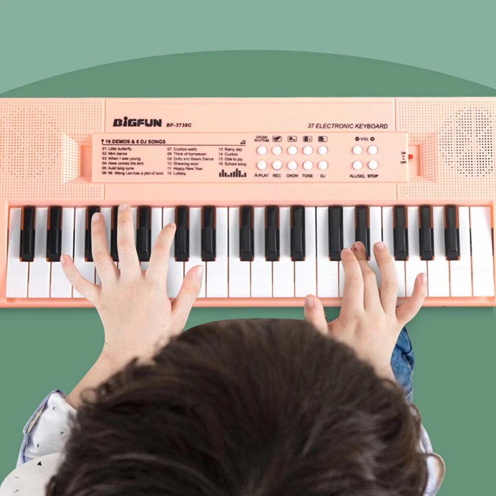 37 klawiszy dziecięcy fortepian elektroniczny z mikrofonem | edukacyjna zabawka muzyczna