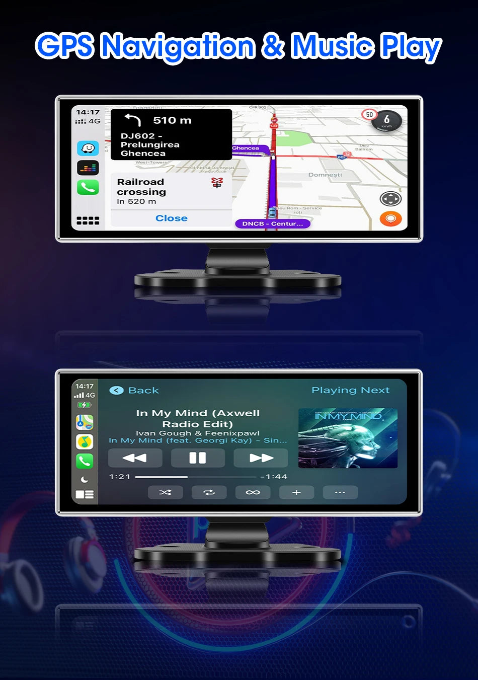 Kamera samochodowa 4k 10/11.26" z bezprzewodowym carplay i android auto | gps | podwójny obiektyw