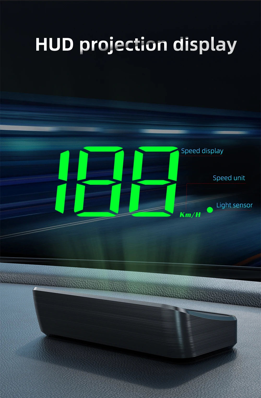 M2 HD Car HUD Windshield Projector | GPS Speedometer Display