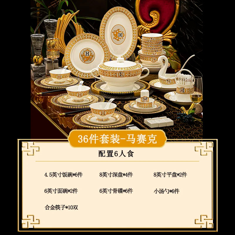 Vabena Luxury Bone China Dinnerware Set - Elegant Dining