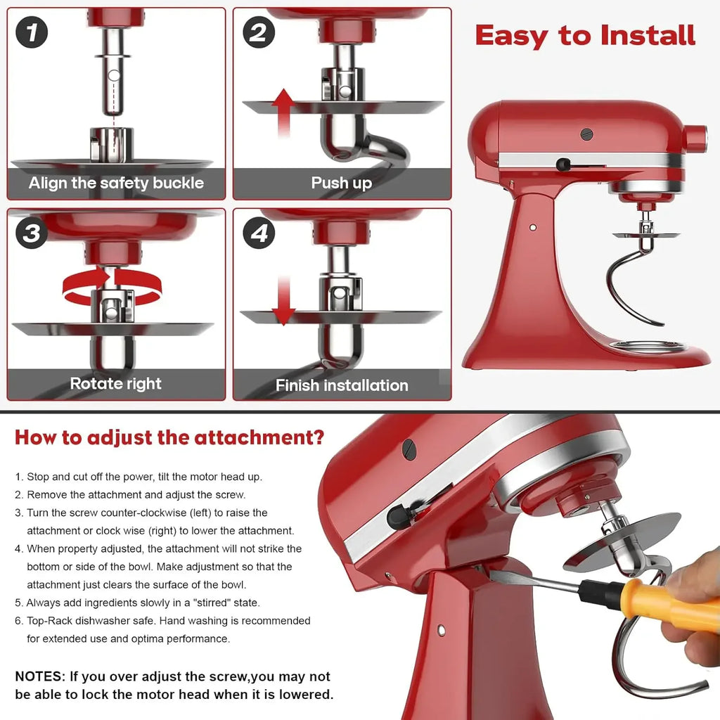 Hak spiralny do ciasta do mikserów kitchenaid tilt-head (4.5-5 qt), można myć w zmywarce