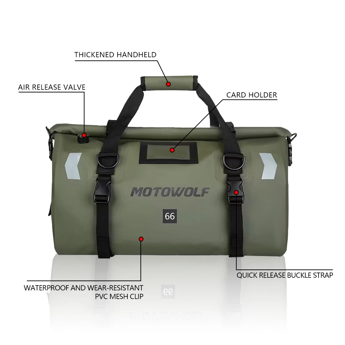 Wodoodporna torba motocyklowa na bagaż | suchy plecak rolowany | 20l, 40l, 66l