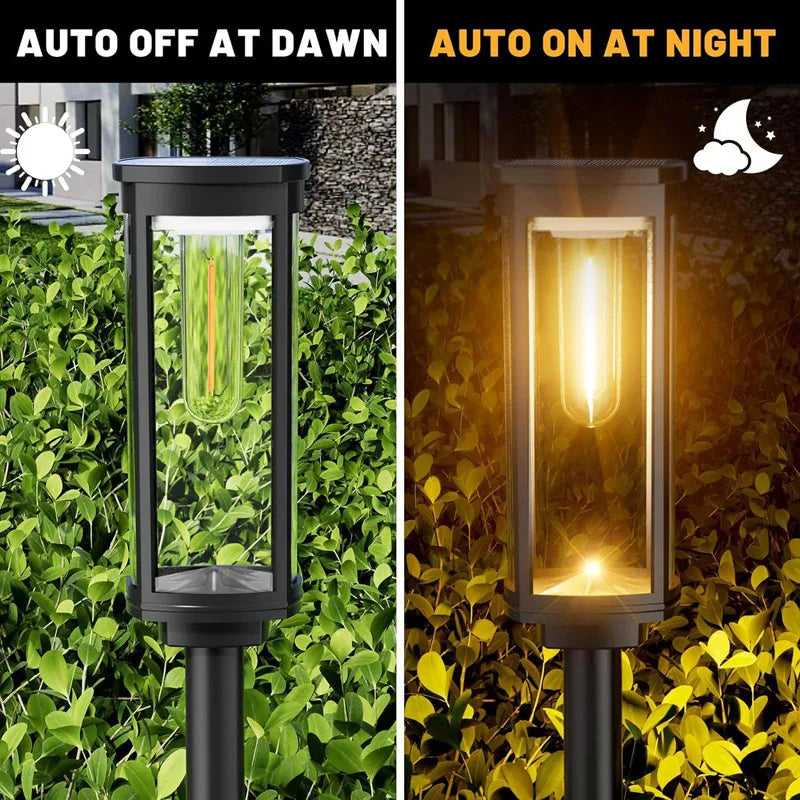Retro solarne lampki ścieżkowe | ciepłe oświetlenie ogrodowe led