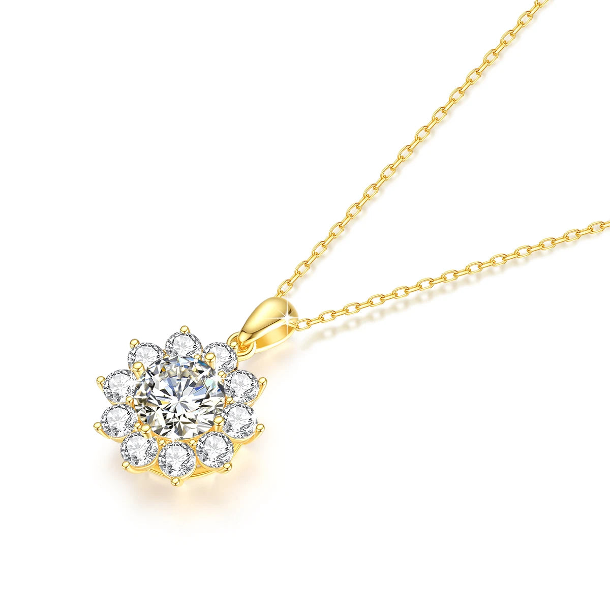 18K Gold Moissanite Bauhinia Necklace - 2ct VVS1 Floral Pendant