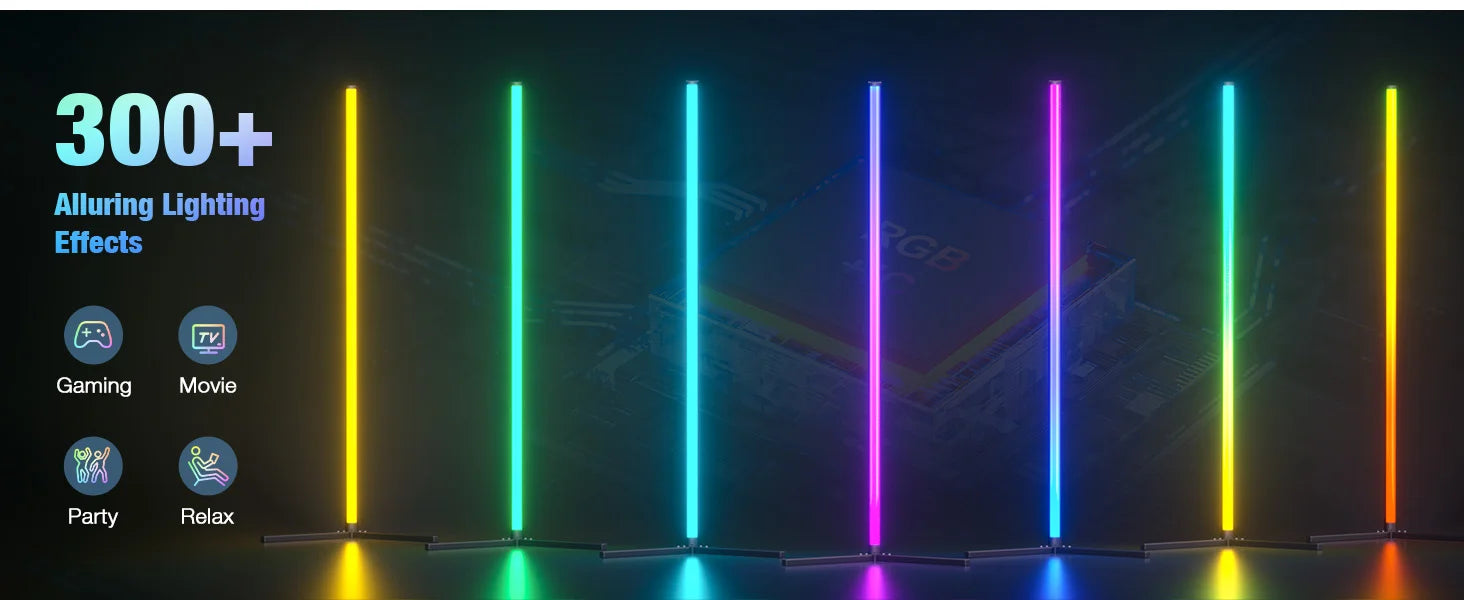 Inteligentna lampa podłogowa narożna rgb vabena – synchronizacja muzyki i sterowanie aplikacją