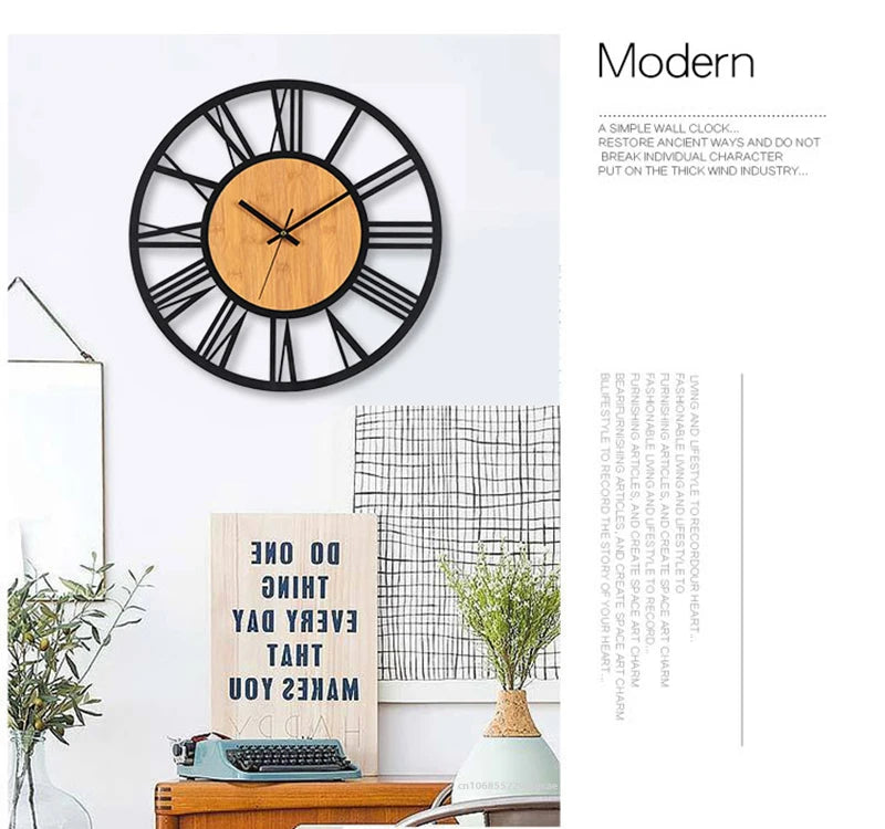 Large Nordic Retro 3D Wall Clock | Roman Numerals Decor