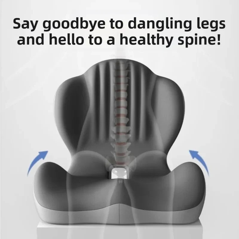 Ergonomic Memory Foam Seat Cushion with Lumbar Support for Office, Car & Home Back Pain Relief