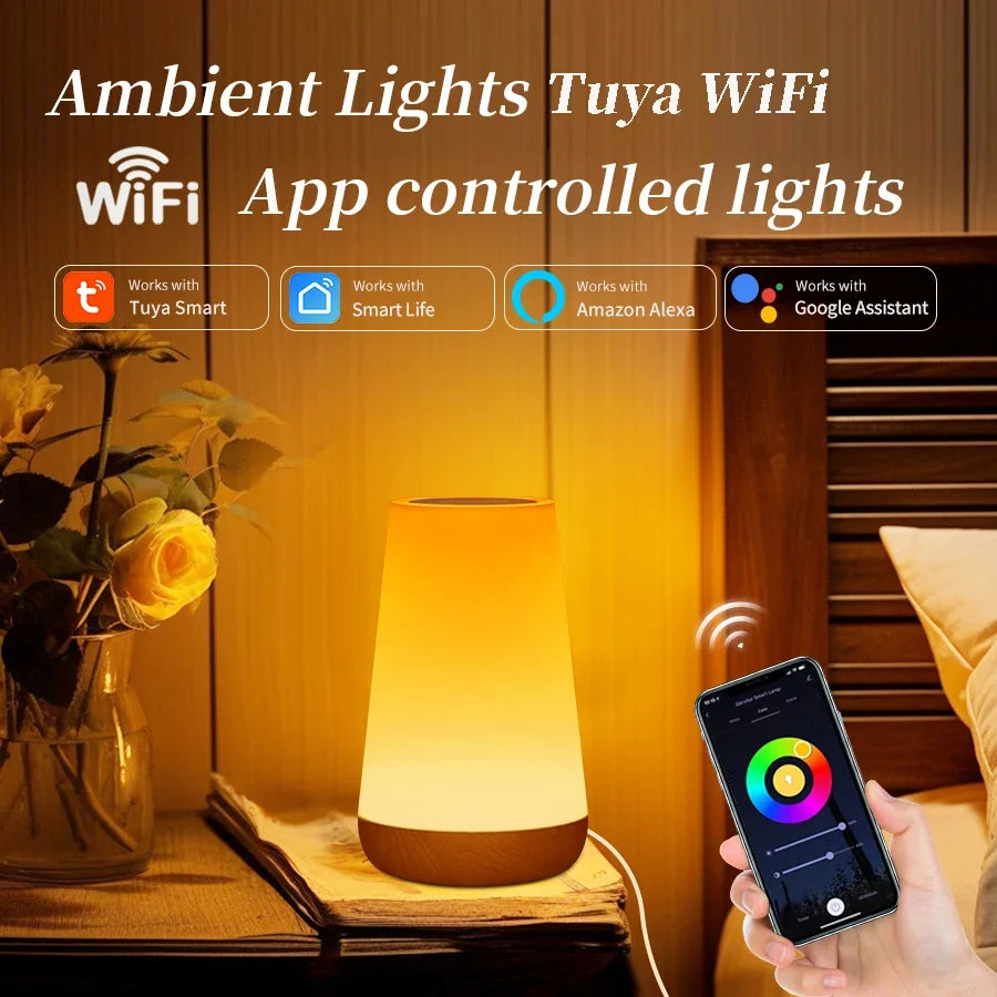 Inteligentna lampka nocna tuya wifi led - ściemniana lampa dotykowa z usb, alexa i google home