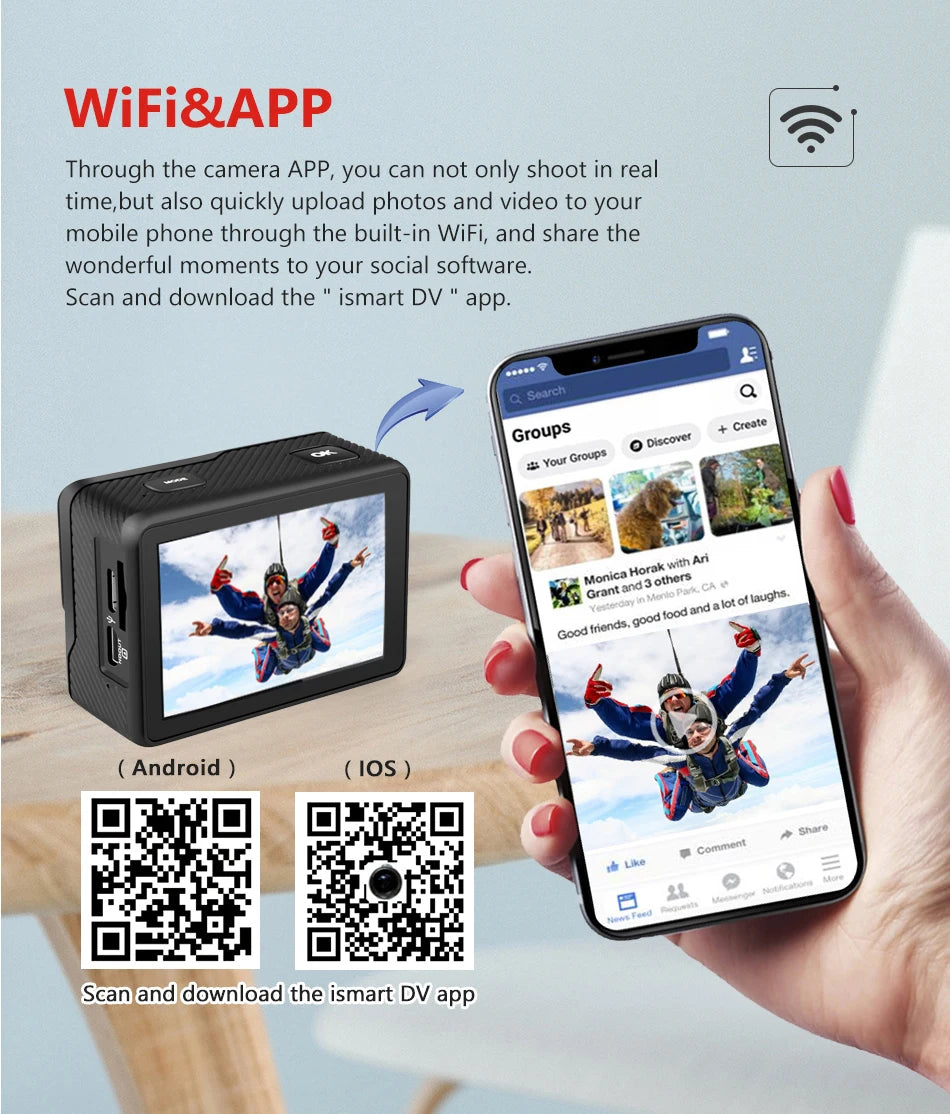 Kamera sportowa sony imx576 5k 4k60fps wodoodporna 48mp z wi-fi
