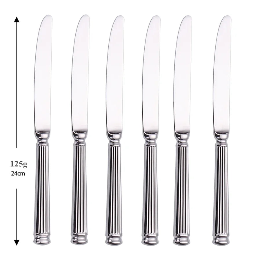 Europe Silver Luxury 18/10 Stainless Steel Roman Column Cutlery Set