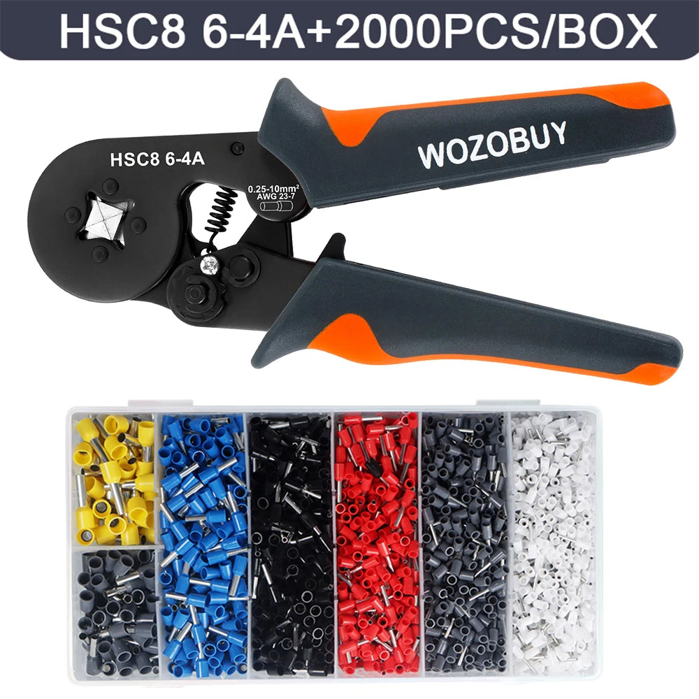 WOZOBUY Ferrule Crimping Tool Kit - Self-Adjustable Ratchet Wire Crimper