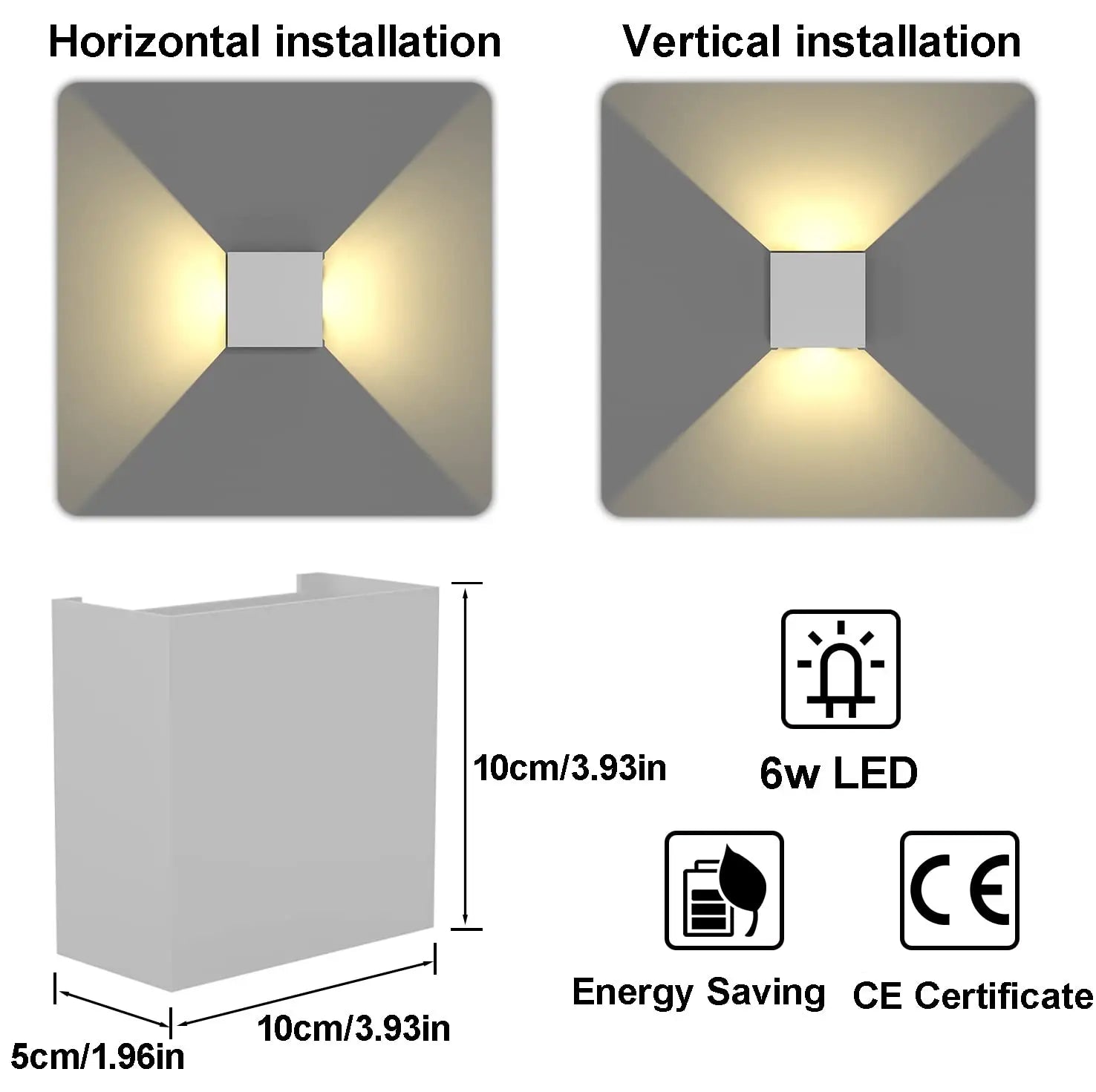 KICAAO 6W LED Wall Sconces - Modern Indoor & Outdoor IP65 Lighting