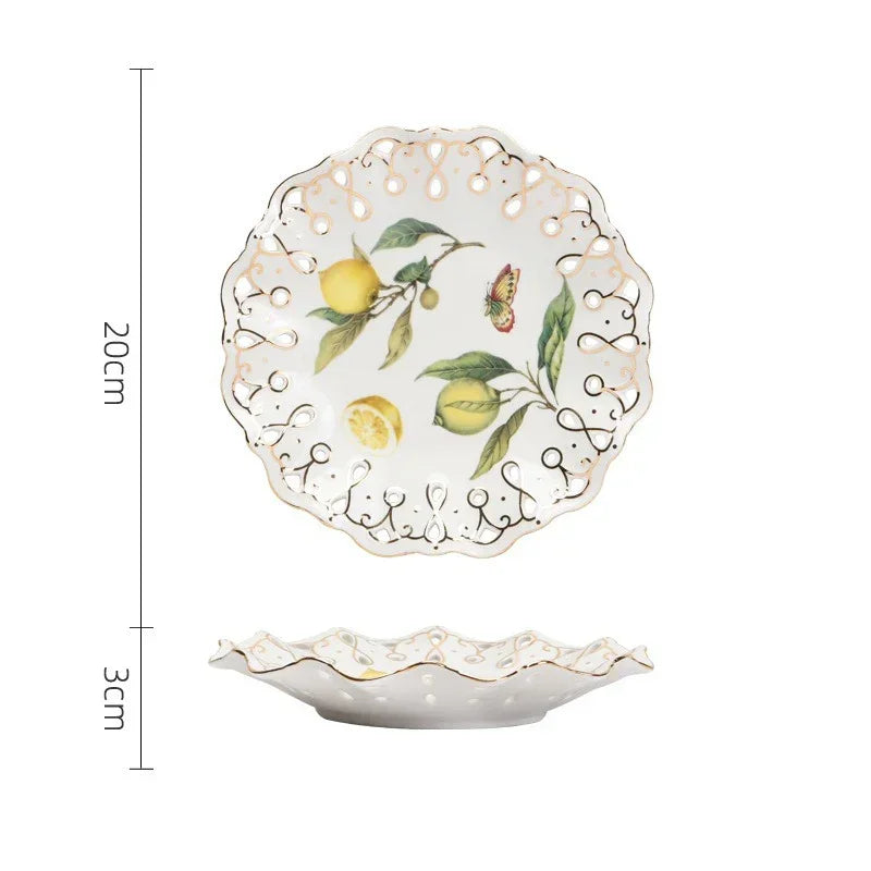 Elegant Lemon Ceramic Dining Set & Coffee Cups - Premium Dinnerware