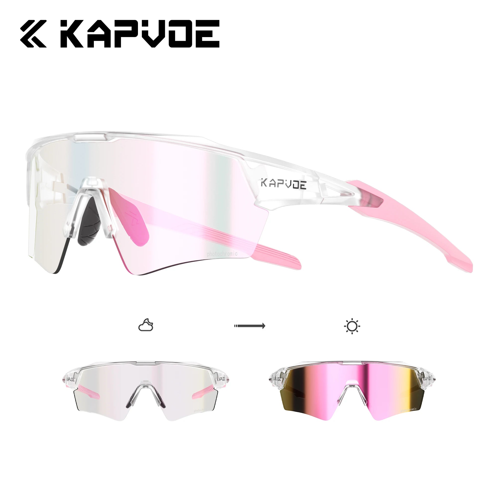 Okulary rowerowe kapvoe fotochromowe mtb uv400 do biegów i sportów na świeżym powietrzu
