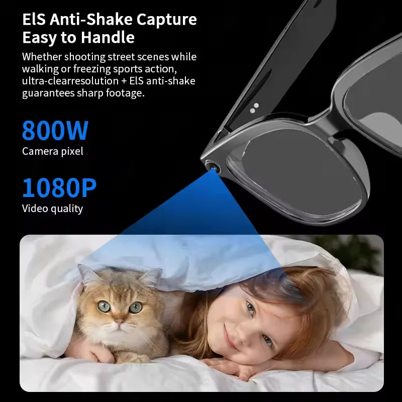 Guhuavmi 800w hd okulary z kamerą dla mężczyzn - bezdotykowy tłumacz i wideo