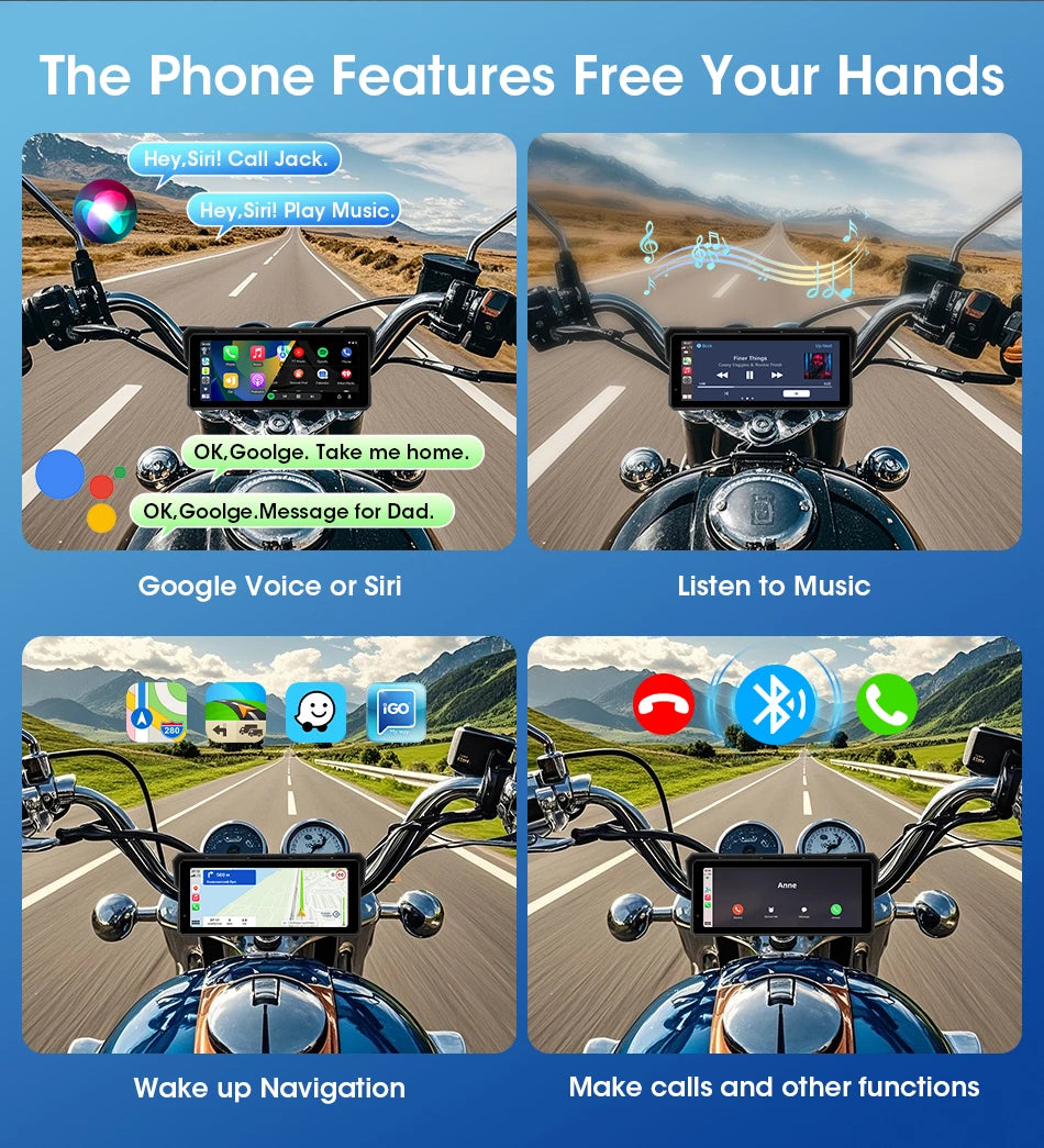 Monitor motocyklowy jansite 8.1" 4k z rejestratorem dvr, carplay i gps