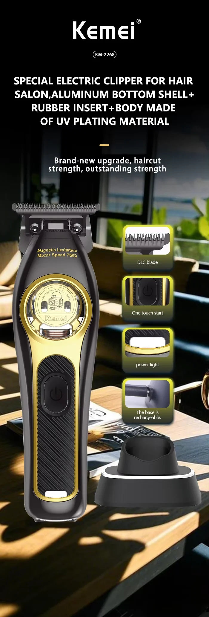 Kemei professional bezprzewodowe maszynki do strzyżenia i trymery elektryczne