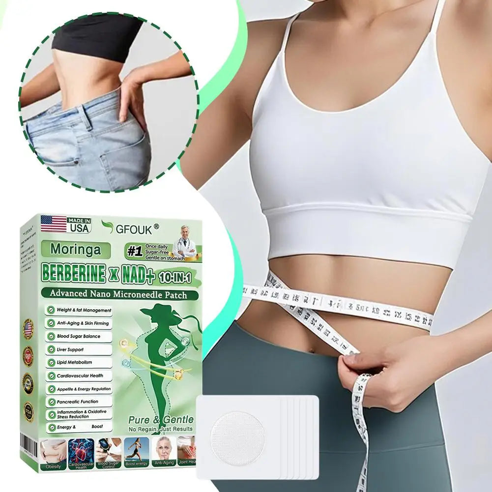 Gfouk plaster moringa berberyna nad | 10w1 wsparcie wagi, poziomu cukru i przeciwstarzeniowe