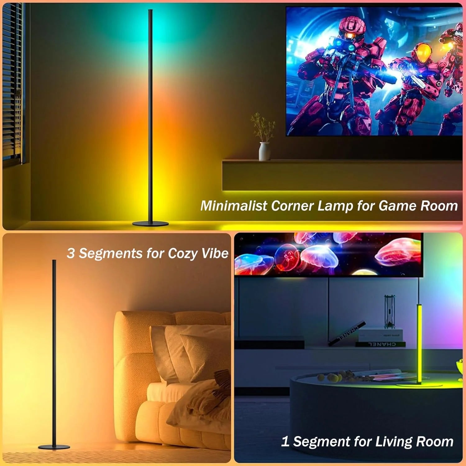RGB IC Corner Floor Lamp with App & Remote - Smart LED