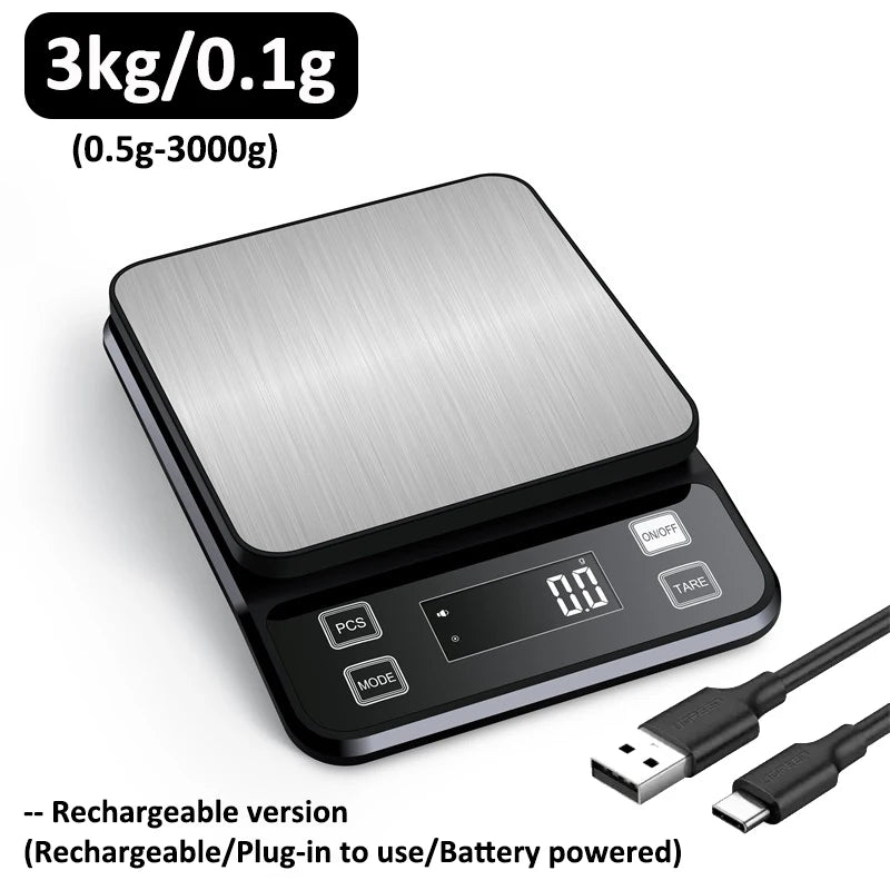 Digital Waterproof Stainless Steel Kitchen Scale - 3/5/10kg, 0.1g Precision