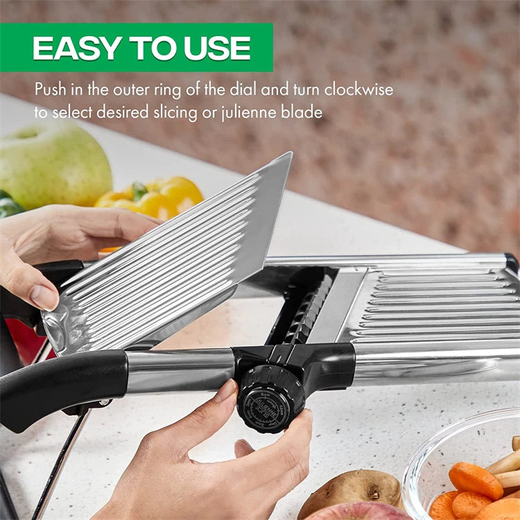 LMETJMA Adjustable Mandoline Slicer - Stainless Steel Vegetable Chopper & Cutter