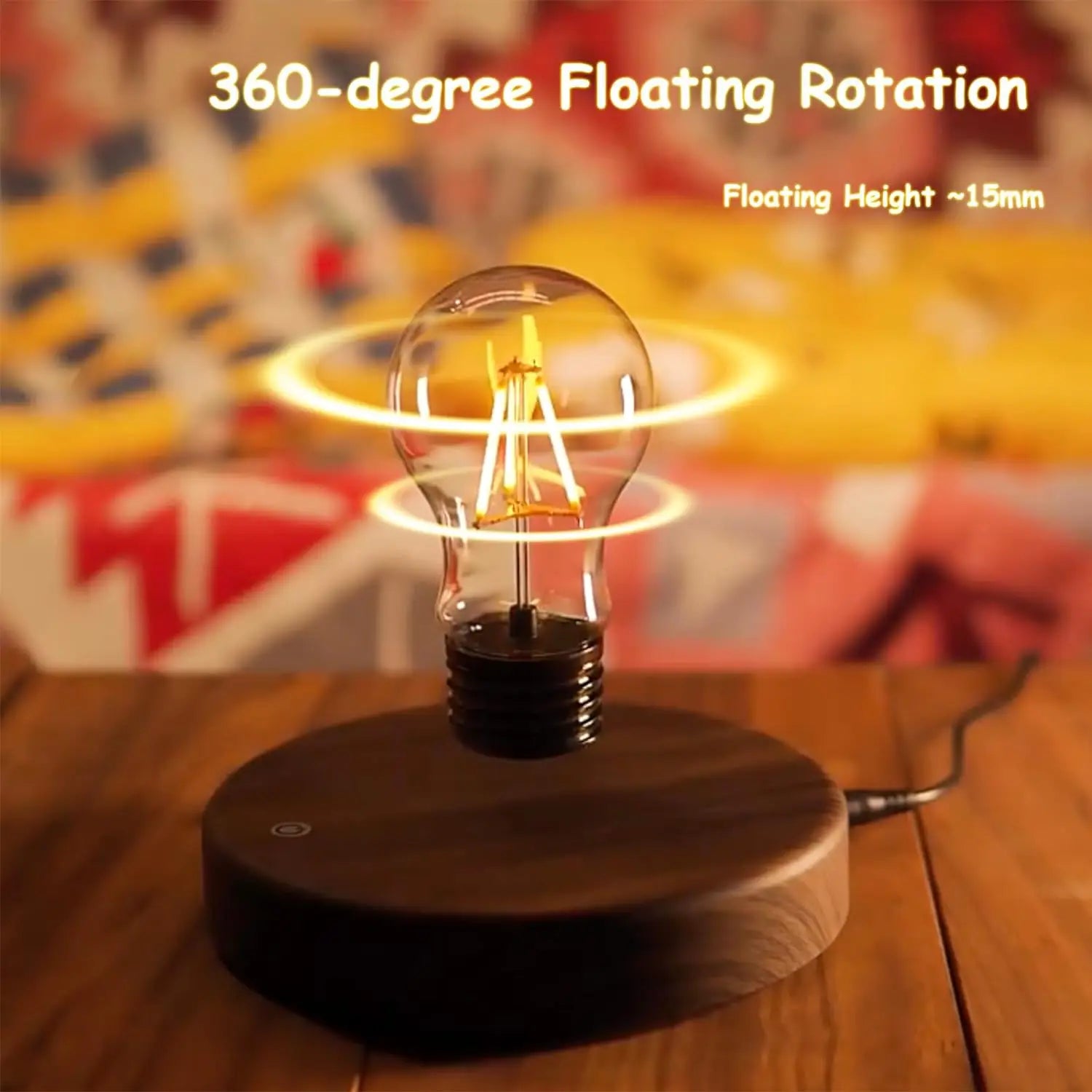 Lewitująca lampa księżycowa – magnetyczna pływająca lampka nocna led 3d z drewnianą podstawą