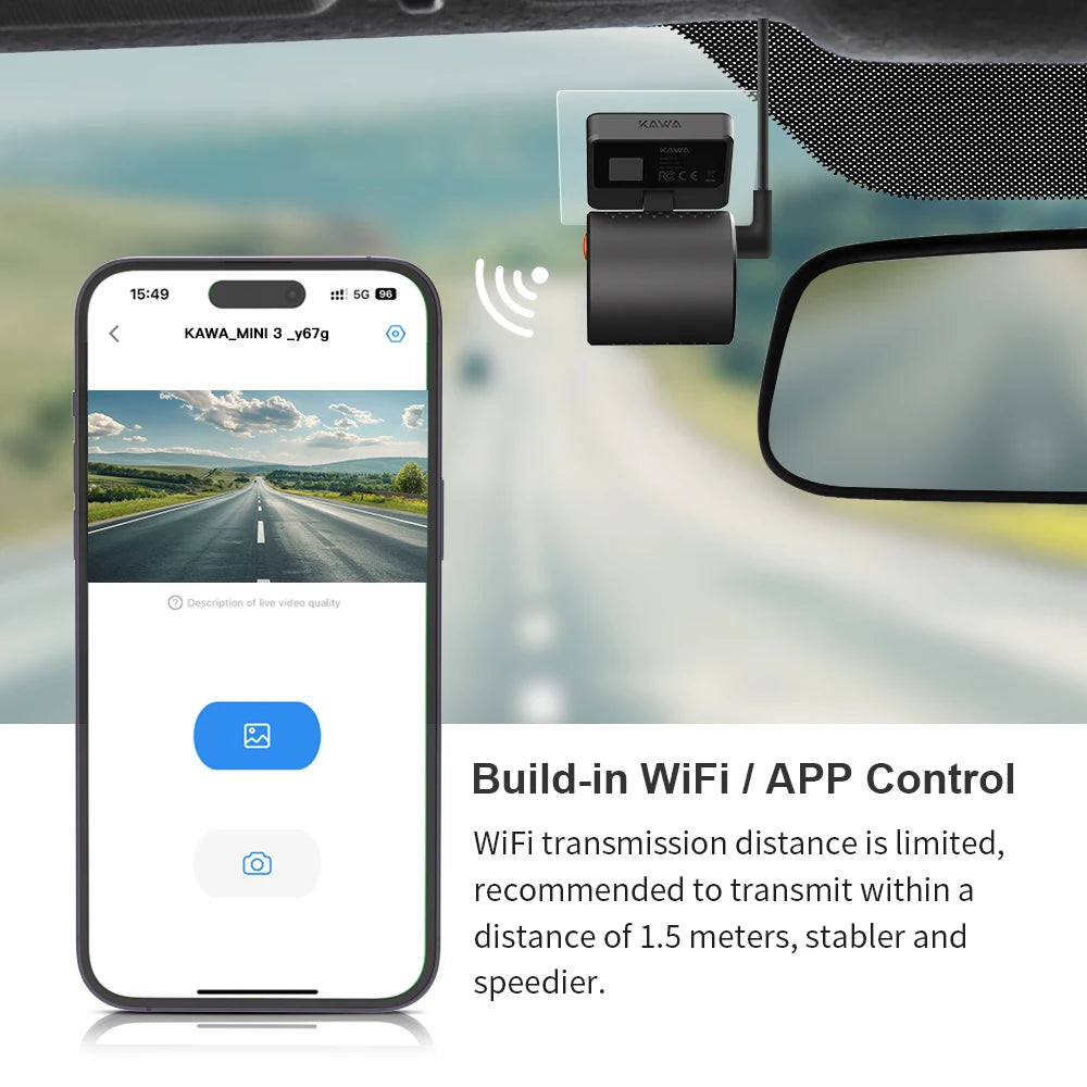 Kamera samochodowa kawa dash cam mini 3 - 2k, sterowanie głosem, noktowizja, wifi