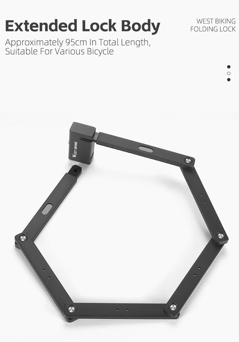 WEST BIKING Foldable Bike & Motorcycle Lock - Key & Password Security