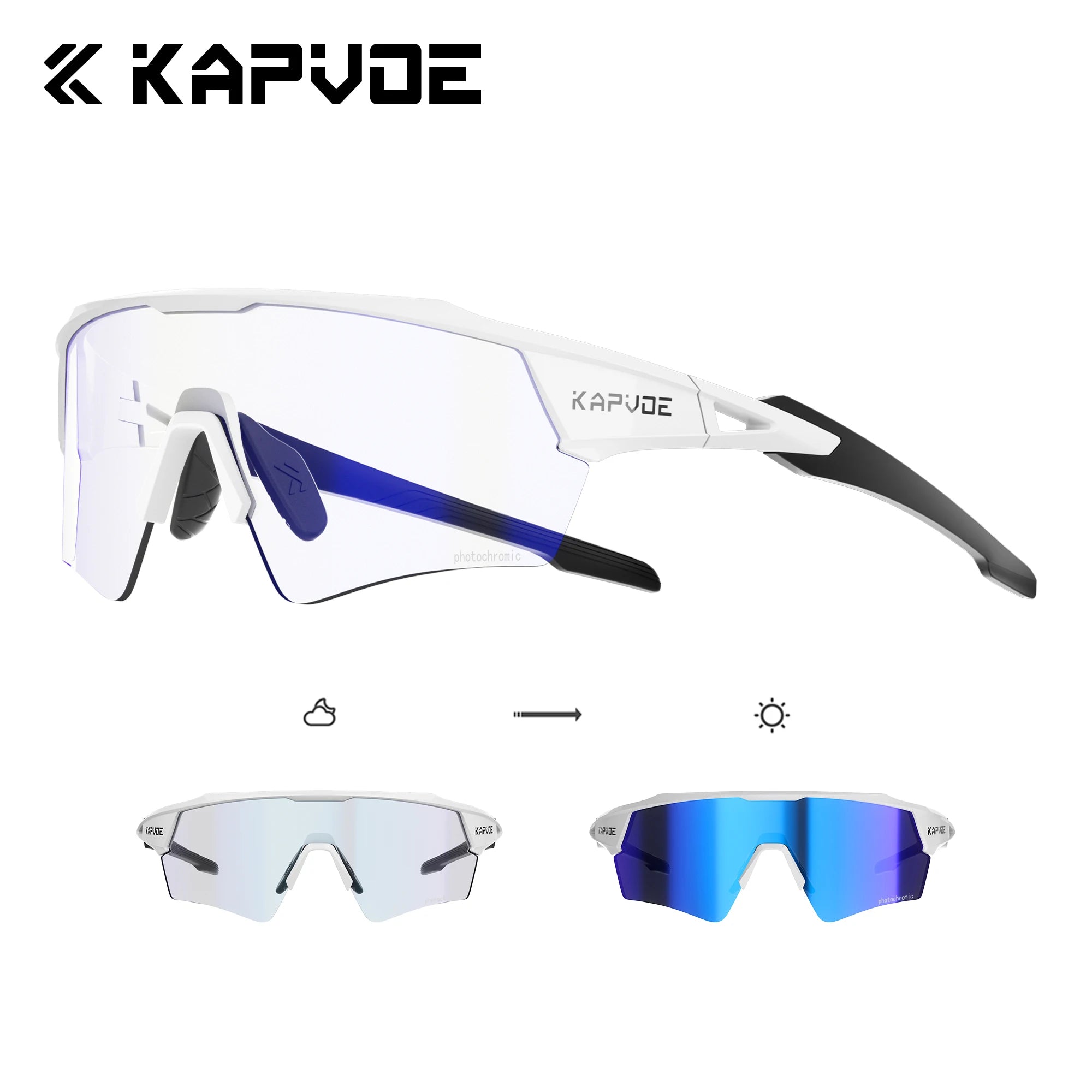Okulary rowerowe kapvoe fotochromowe mtb uv400 do biegów i sportów na świeżym powietrzu