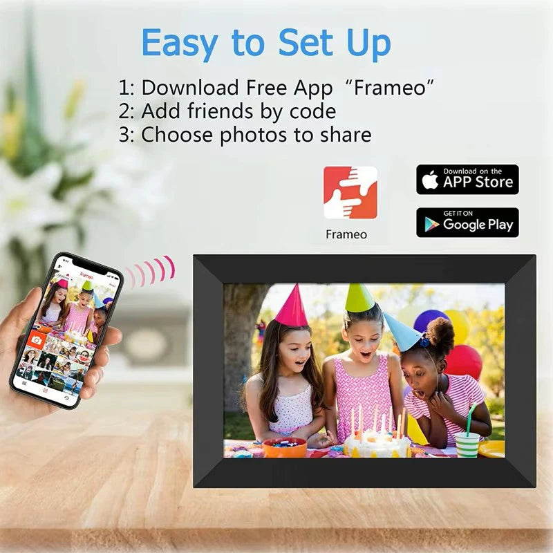 Frameo 10.1" Smart WiFi Digital Photo Frame | Touch IPS HD Display