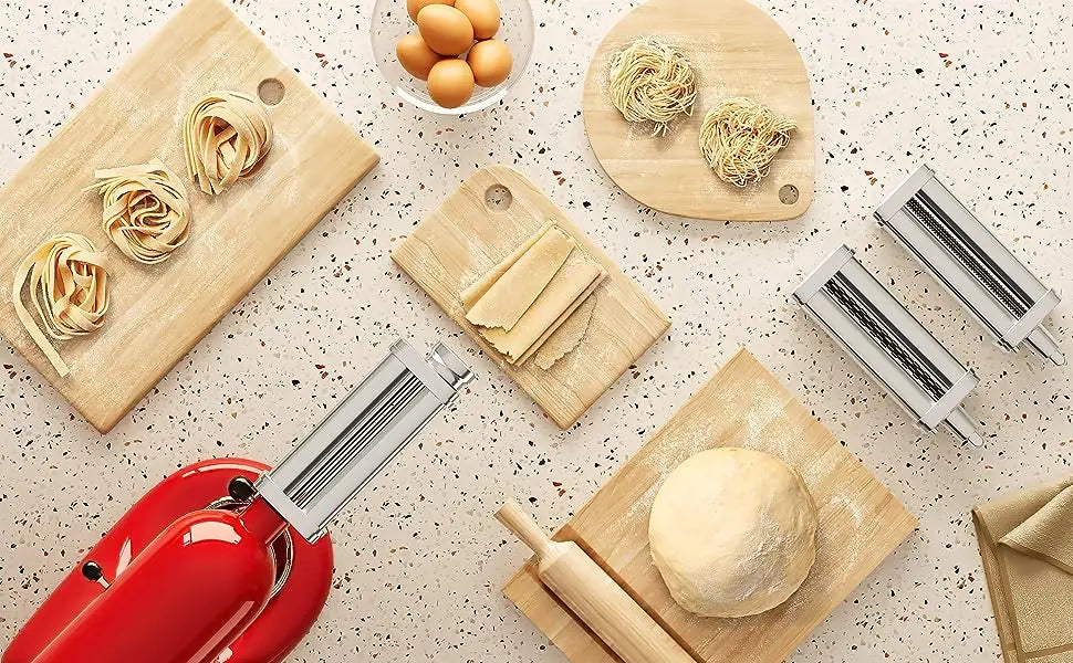 Przystawka do makaronu do miksera kitchenaid: wałkownica, krajalnica do spaghetti i fettuccine
