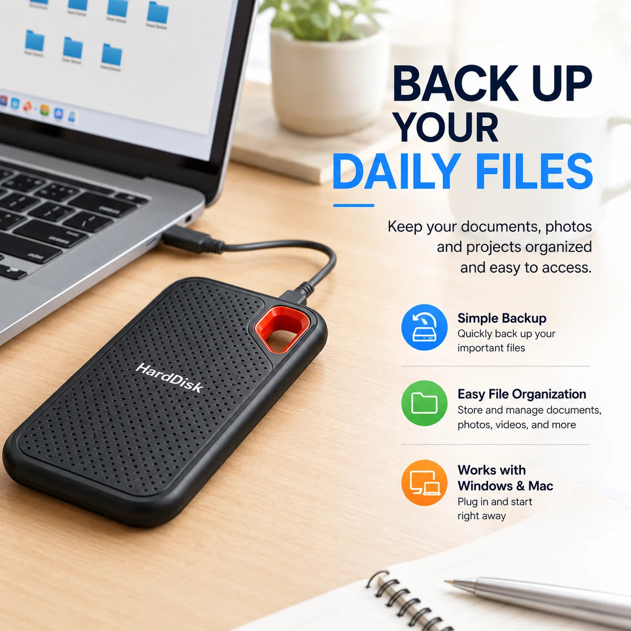 Vabena przenośny dysk ssd 1tb / zewnętrzny dysk twardy 2tb usb-c do laptopa/mac