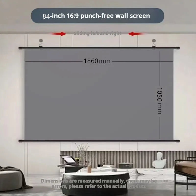 Ekran projekcyjny xiaohui antyrefleksyjny hd 16:9 – bezinwazyjny montaż ścienny – kino domowe (60-133 cale)