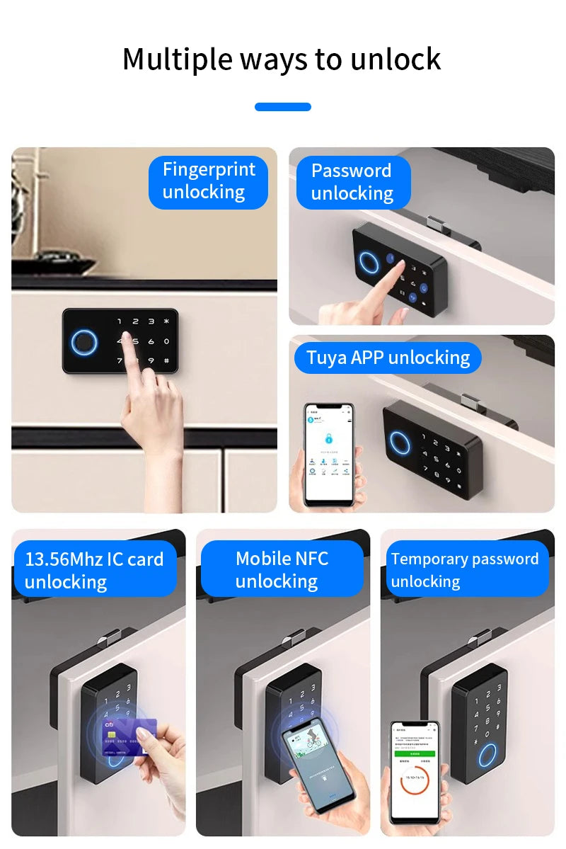 Invisible Biometric Drawer Lock - Smart Bluetooth & IC Card Security