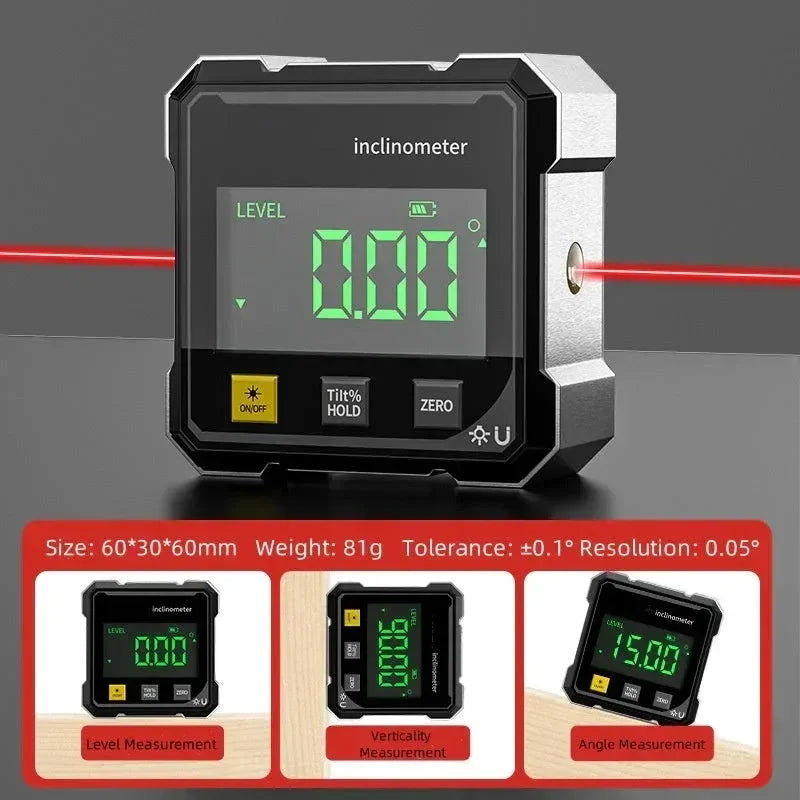Digital Inclinometer with Dual Magnets & Laser Levels
