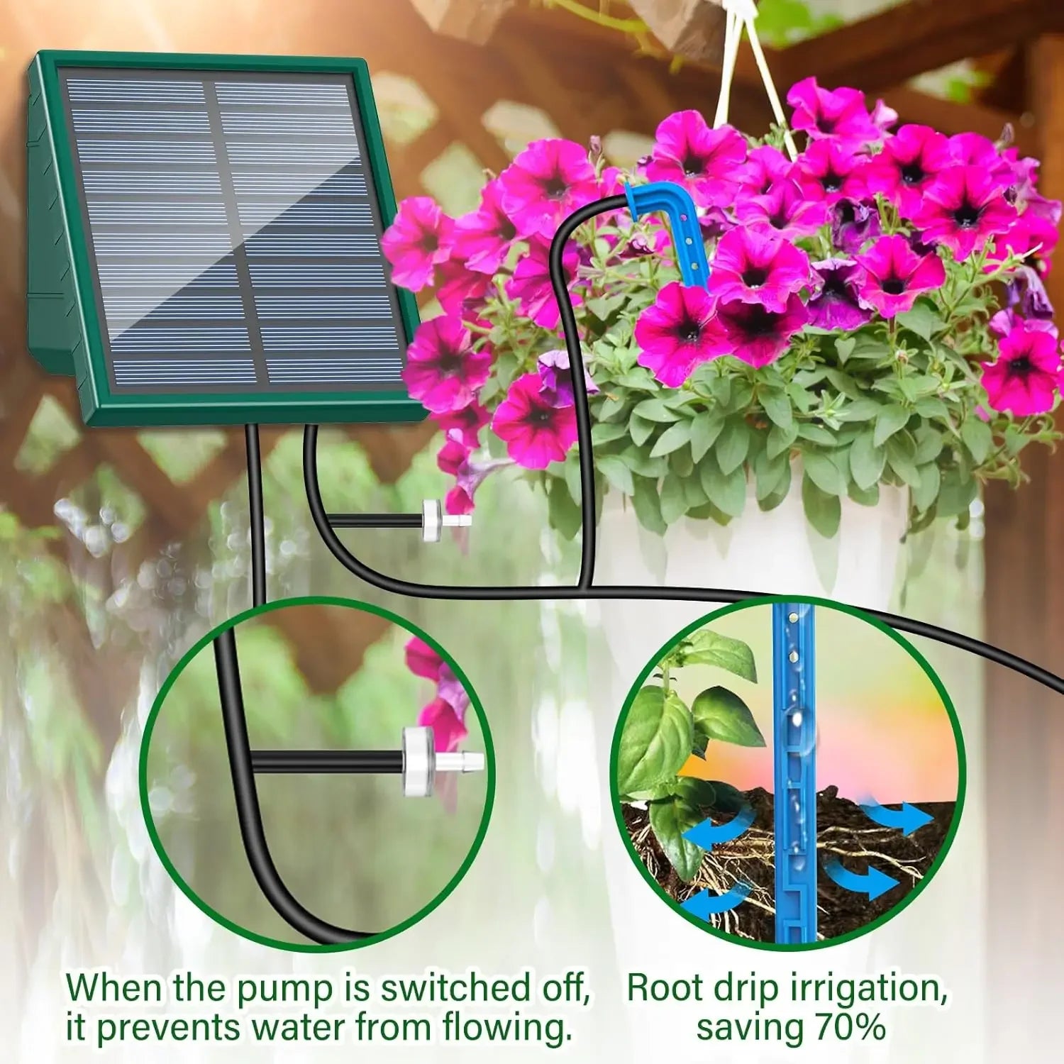 Solarny automatyczny system nawadniania kroplowego do ogrodu i na balkon