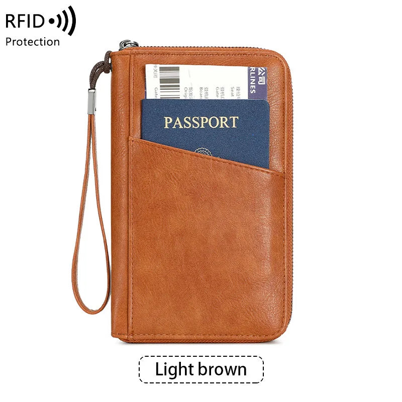 Wielofunkcyjny portfel podróżny z klipsem na paszport i karty – blokada rfid