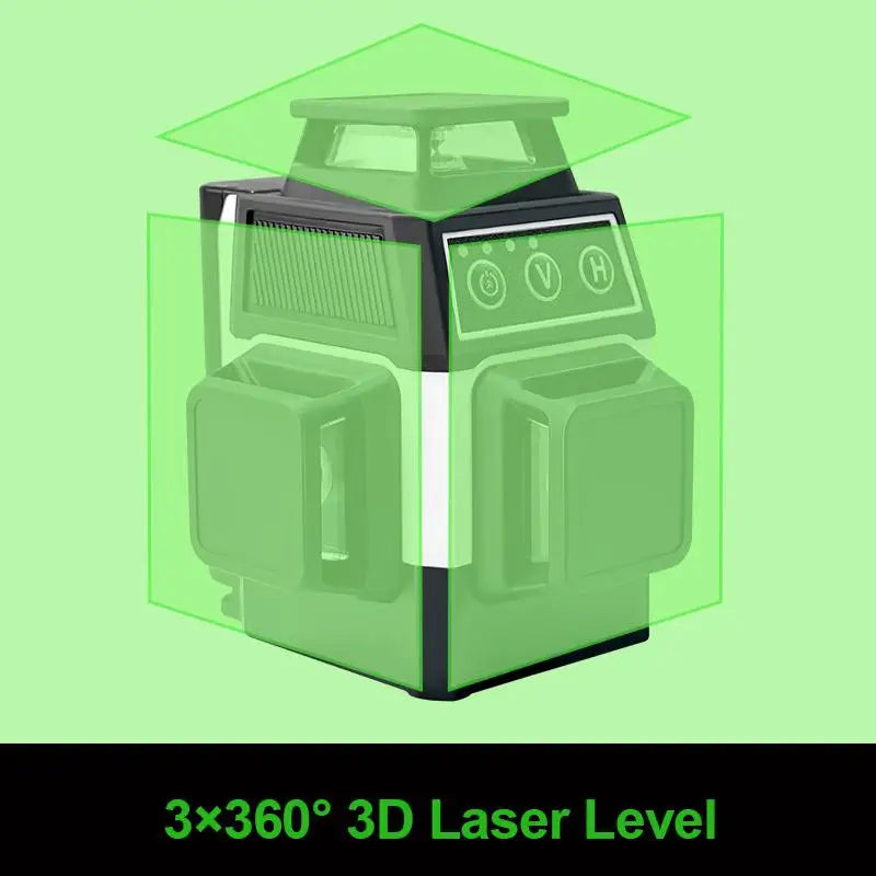 Pracmanu 12-Line 3D Green Laser Level - Self-Leveling 360° Precision Tool
