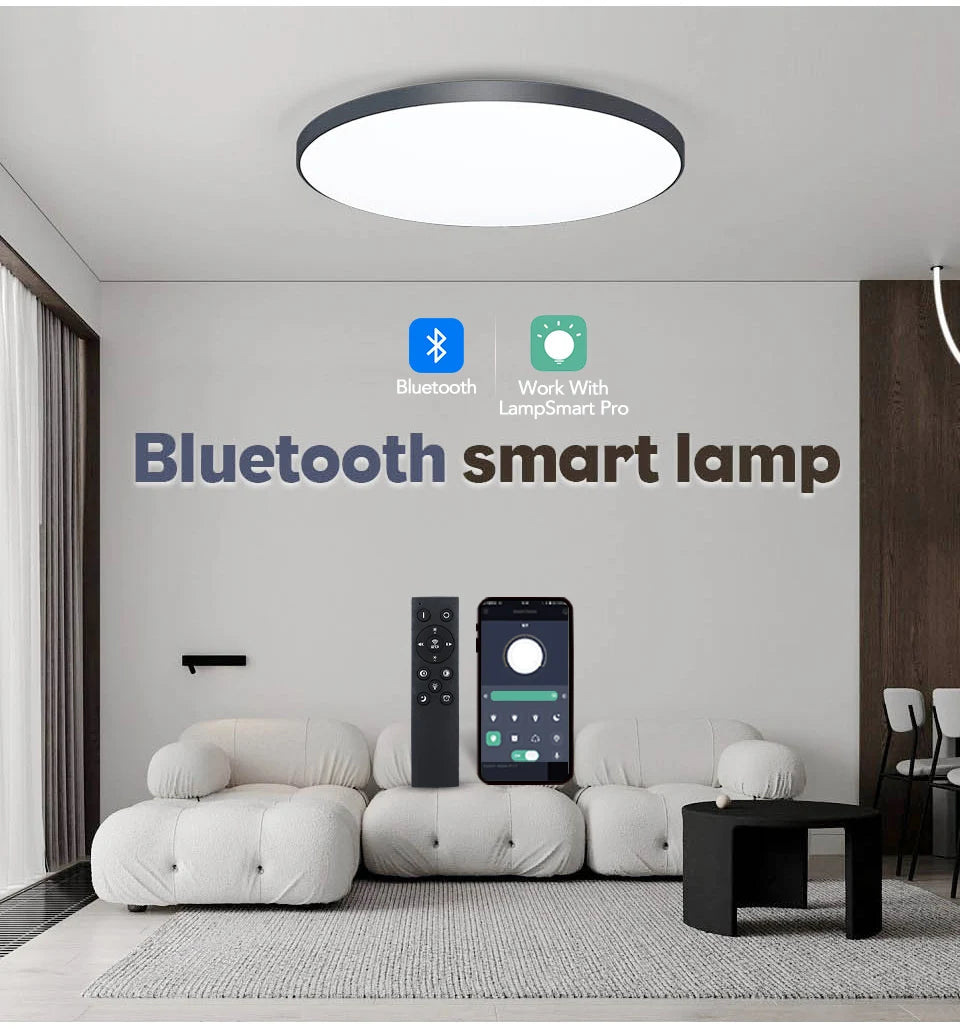 Nowoczesna inteligentna ściemnialna lampa sufitowa led z aplikacją i pilotem