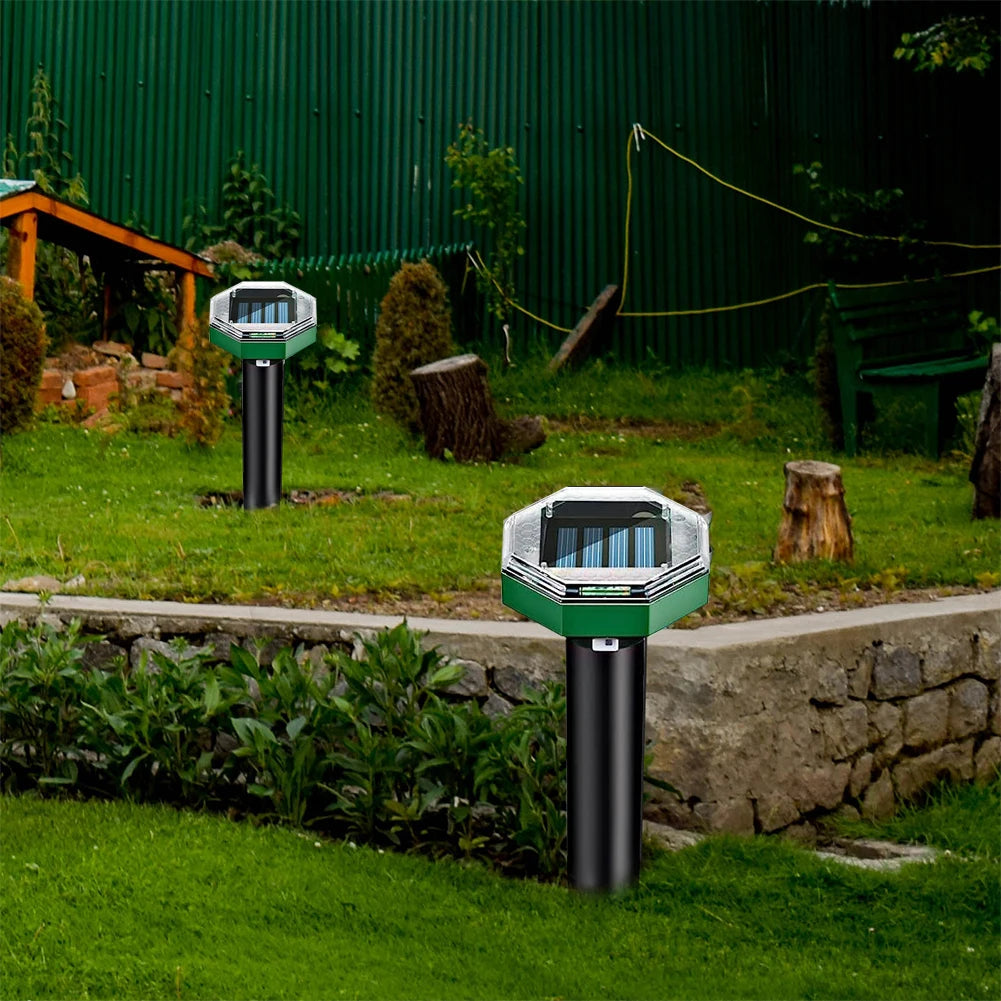 Solar Ultrasonic Pest Repeller - Outdoor Lawn Mouse, Snake & Insect Defense