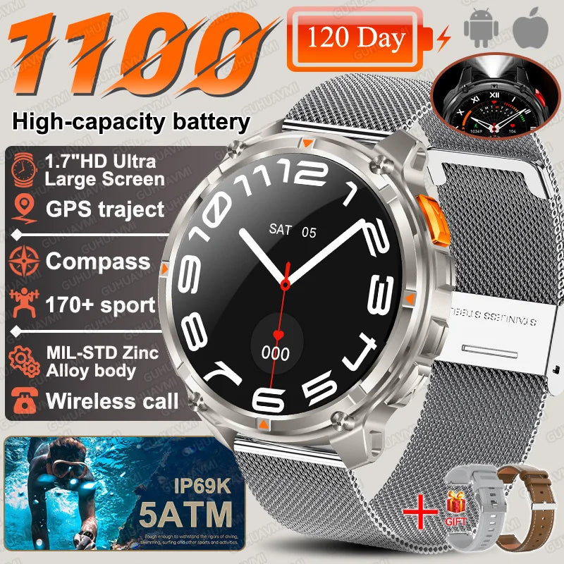 T-rex3 pro smartwatch | bateria 1100mah, gps, wodoodporny 5atm, wojskowy standard